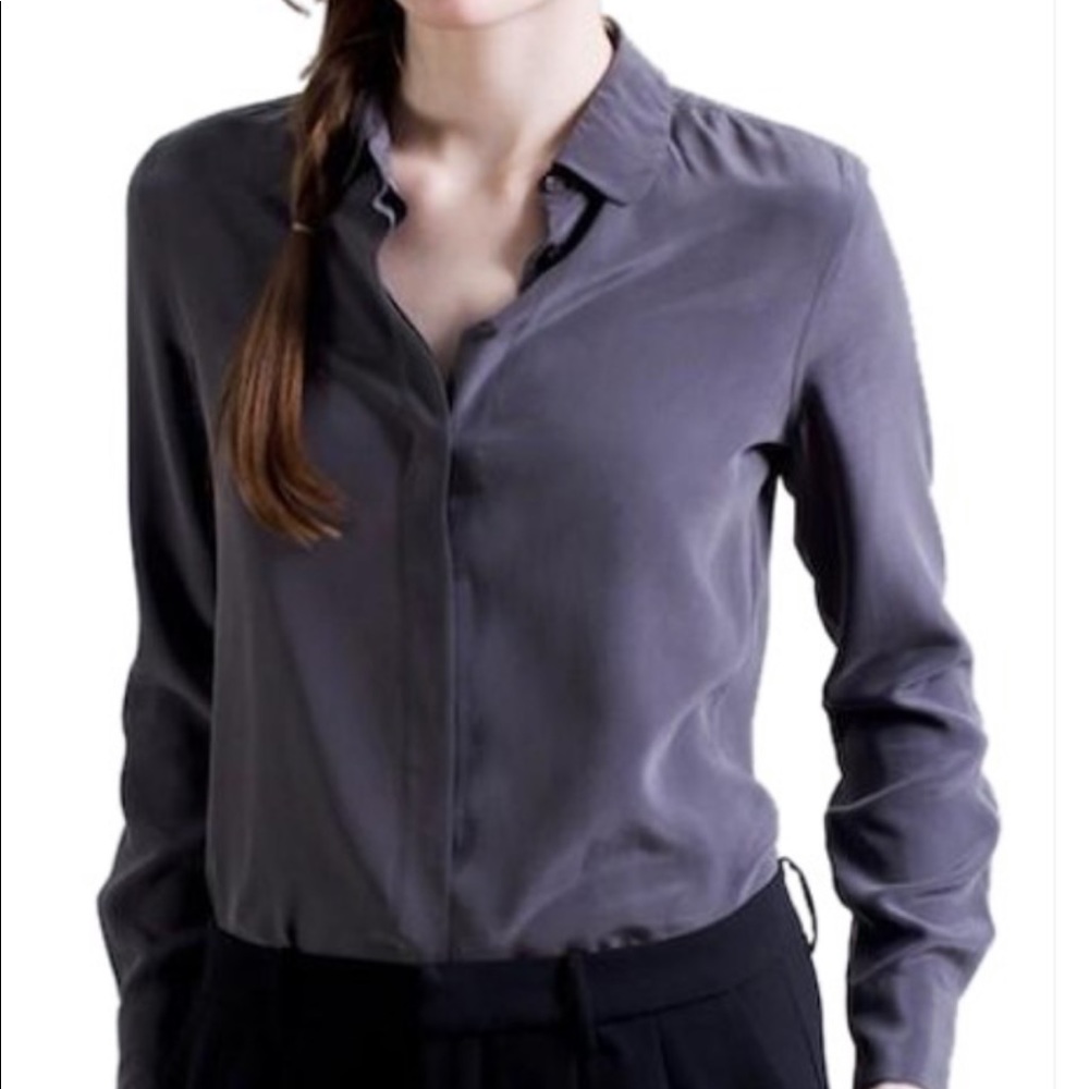 Everlane Silk round collar blouse